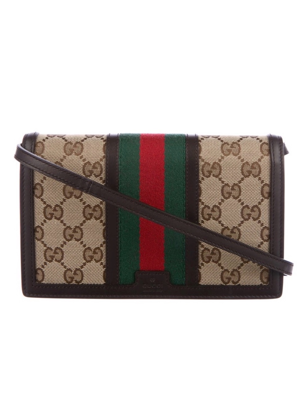 Gucci Monogram Crossbody with Signature Web Stripe - Brown/Tan/Green/Red